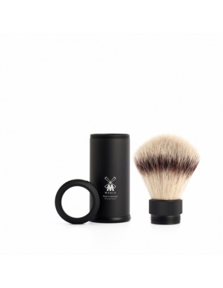 ЧЕТКА ЗА БРЪСНЕНЕ MÜHLE, СИНТЕТИЧЕН КОСЪМ, АНДОНИРАН АЛУМИНИИ - TRAVEL ЧЕРНА, SilverTip Fibre